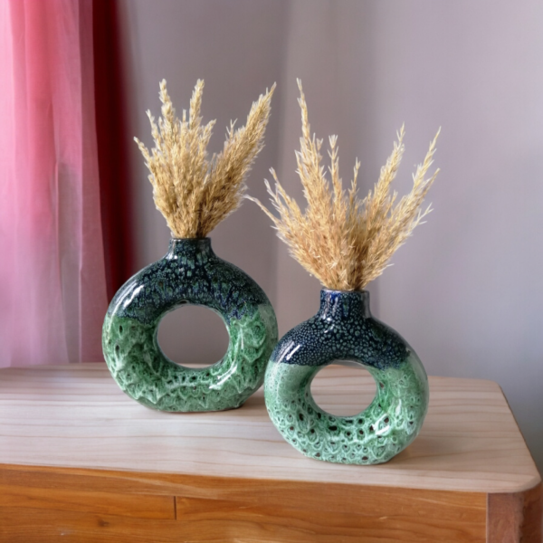 Vase Donut Vert Royale – Image 2