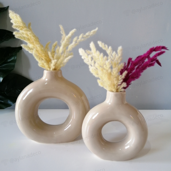 Vase Donut Beige - Image 2