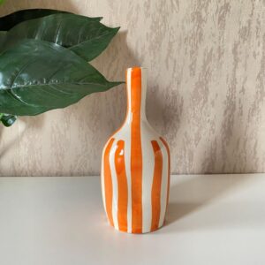 Vase Bouteille Rayée- Orange