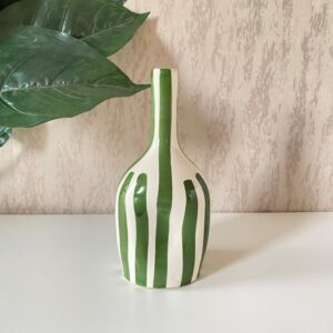 Vase Bouteille Rayée- Vert