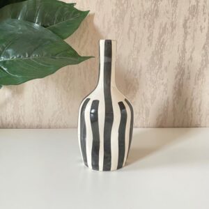Vase Bouteille Rayée- Noir
