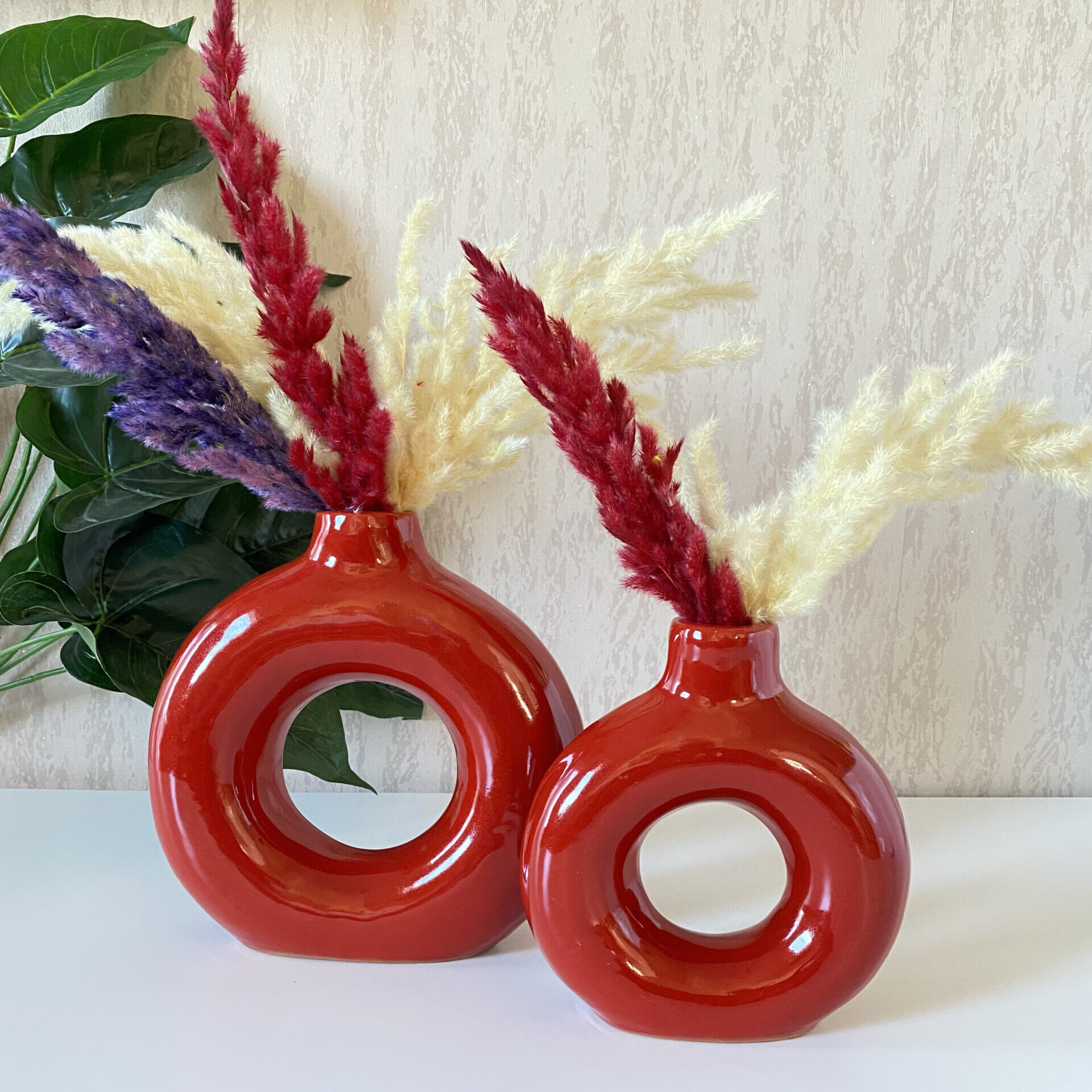 Vase Donut Rouge Brique - Image 3