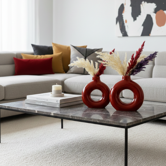 Vase Donut Rouge Brique - Image 5