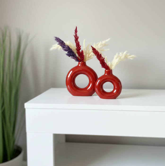 Vase Donut Rouge Brique - Image 4