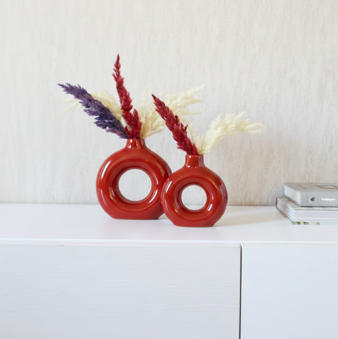 Vase Donut Rouge Brique