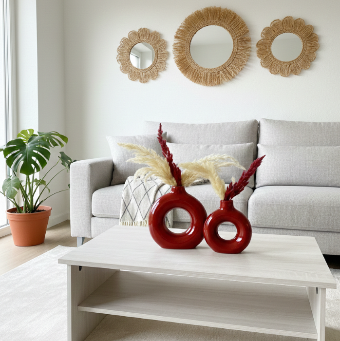 Vase Donut Rouge Brique - Image 2